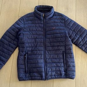 Men’s navy blue crew company puffer jacket size Medium